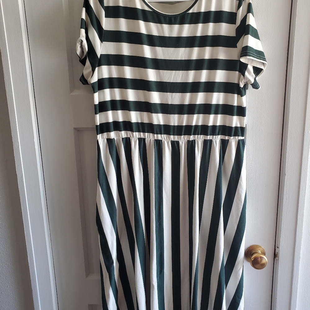 Green and cream dress